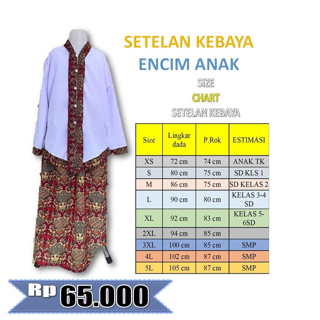 Setelan Kebaya Encim Anak SD-Kebaya Encim Murah