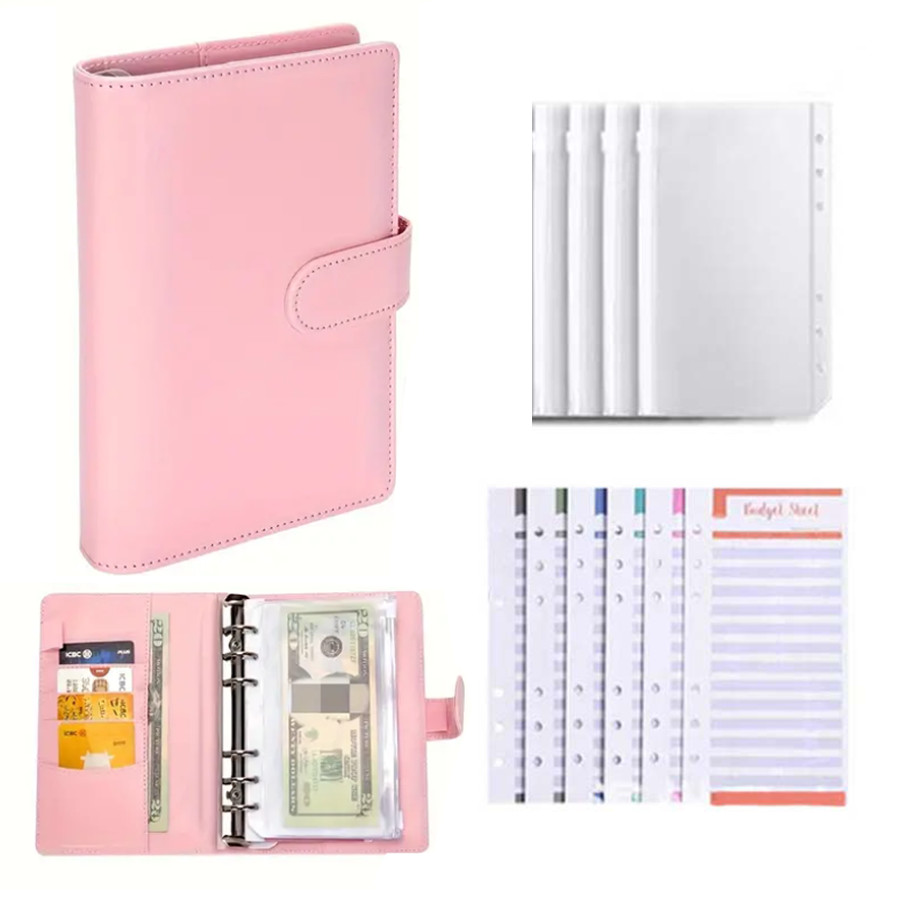 

A6 Budget Binders Planner 6 Hole 4 Zipper Envelopes in One NoteBook Wallet For Save Money Organizer Cash System