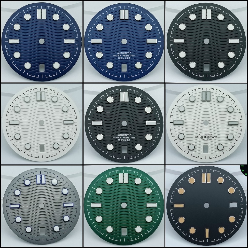 31.7mm Watch Dial For Seamaster 300 Series NH35A NH36 Movement 6 O‘clock Date C3 Green Luminous Mech