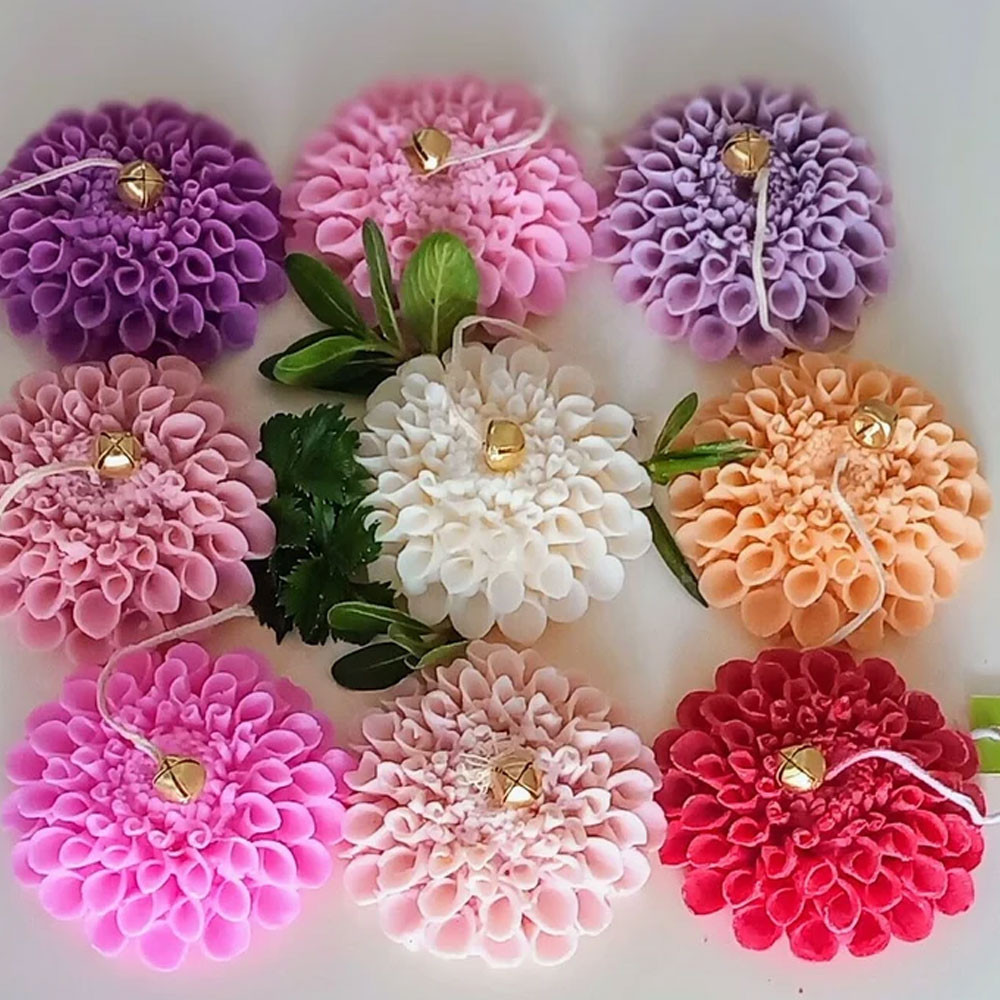 

Relief Chrysanthemum Candle Silicone Mold Stack Petals Flower Gypsum Mould Plant Wedding Scent Decor Thanksgiving Handmade Gifts