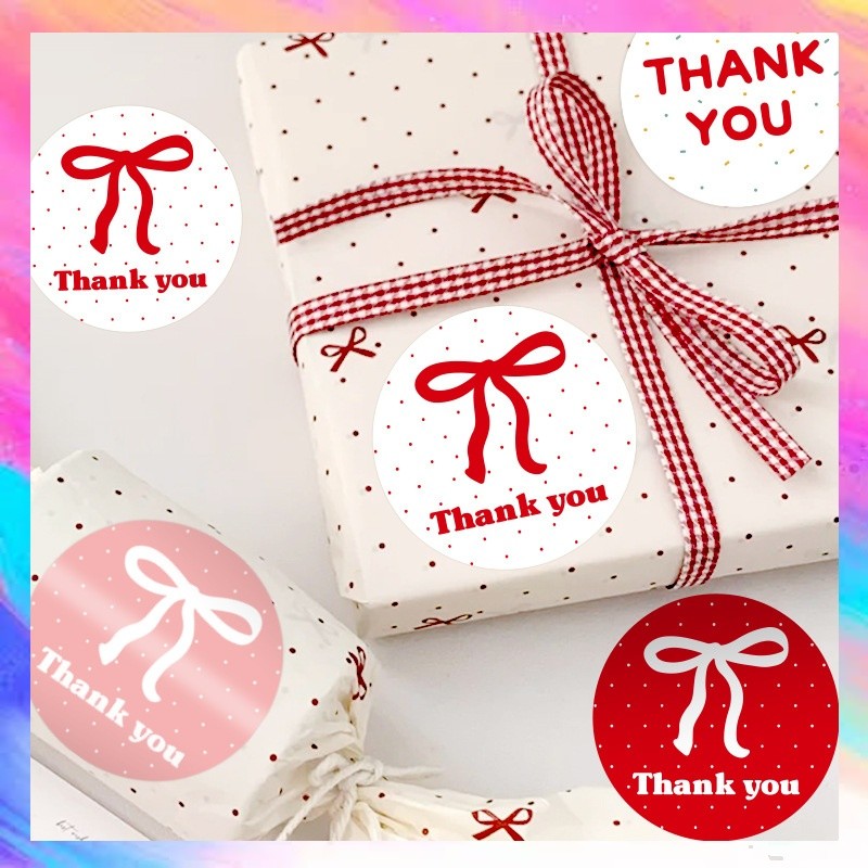 

Sticker Bulat Segel Makanan Cake Stiker Thank You 100Pcs Model Pita - GF0622