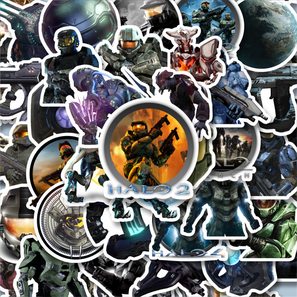 

100PCS Lucu Stiker Game Series Halo Karakter Mix 6 Stiker Aesthetic Stiker Anti Air Stikers Berperekat Waterproof sticker decal buat Motor Helm Buku Journal Koper Casing HP Laptop Botol Minum Hadiah anak
