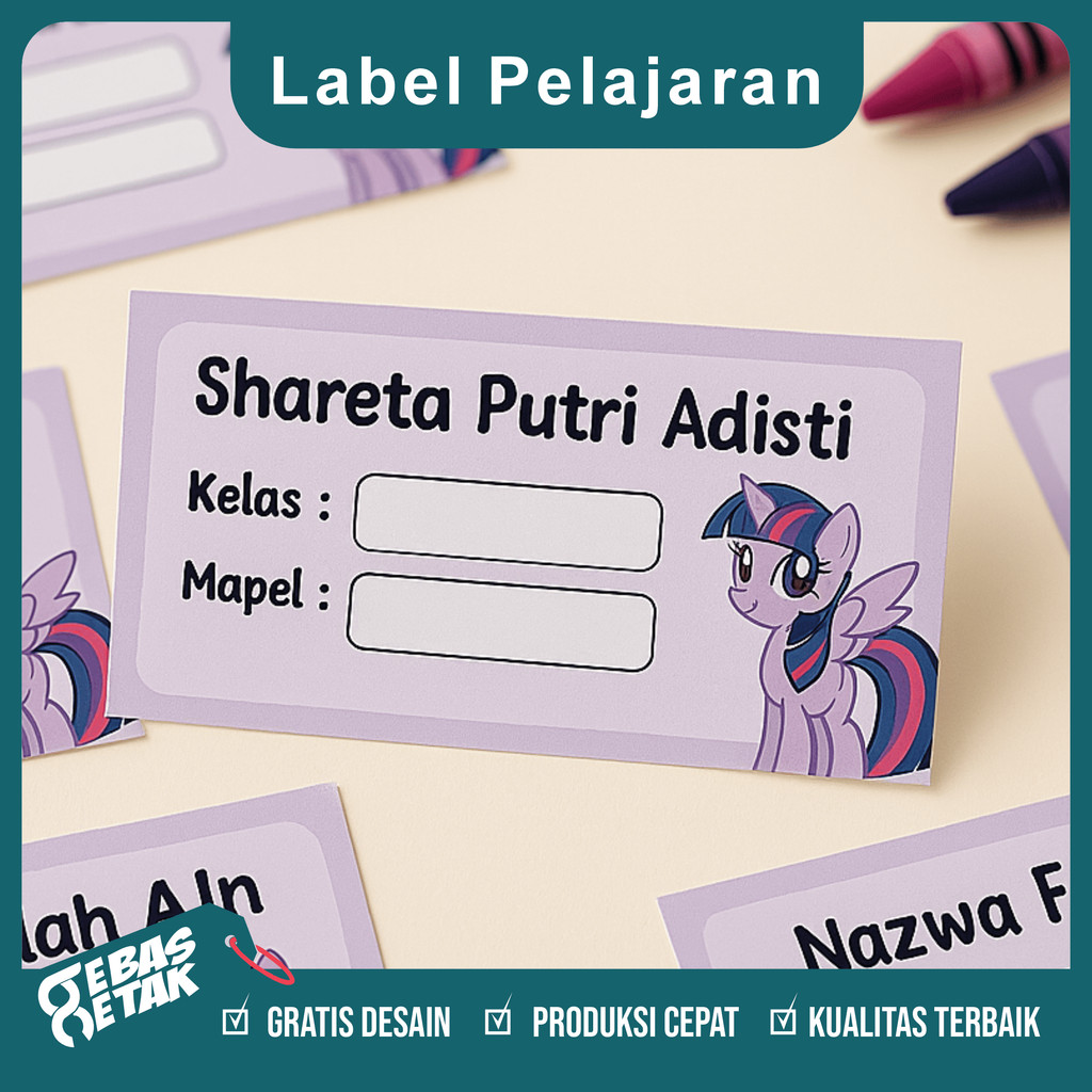

[ISI 40 PCS] Cetak Label Pelajaran Custom Nama dan Sekolah Desain Terbaru Untuk Buku Tulis Murah