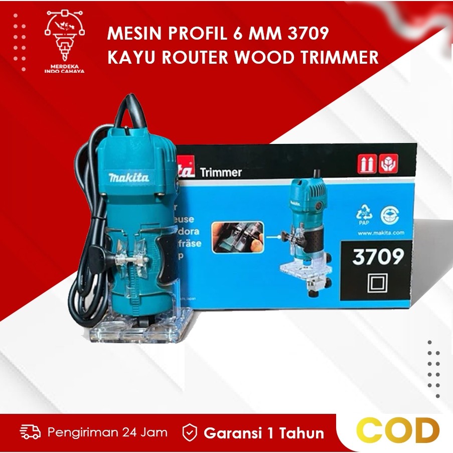 PROMO TERMURAH Trimmer Kayu Makita 3709 Mesin Profil 6 mm Router Kayu Terbaik | Bisa COD