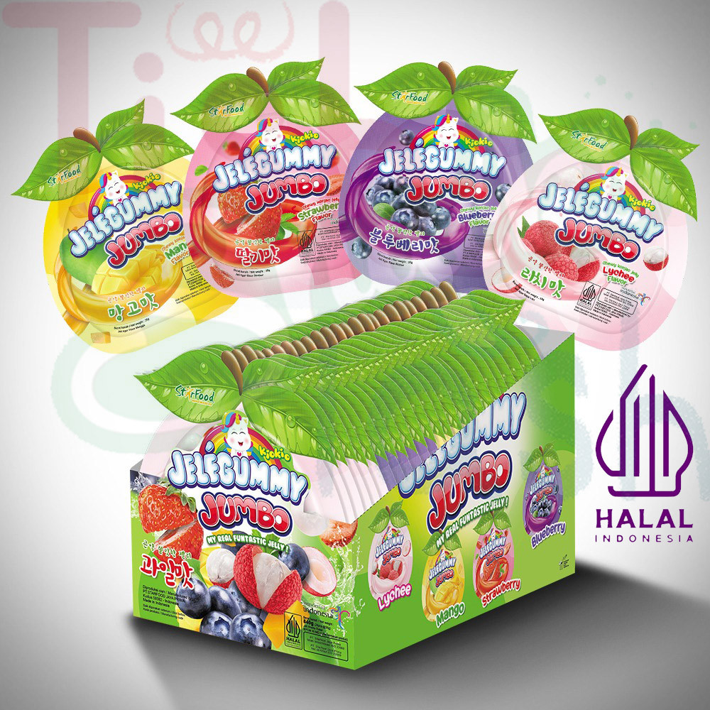 

[BOX ISI 24] Kiokio Jelegummy Jumbo Assorted Mango Lychee Strawberry Bluberry 35gr