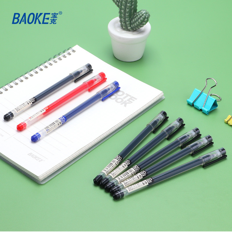 

BAOKE PC3948 0.5mm Needle Tip Gel Ink Pen Black Blue Red 800m Writing Length Pen With Cap Smooth Writing Student Pen