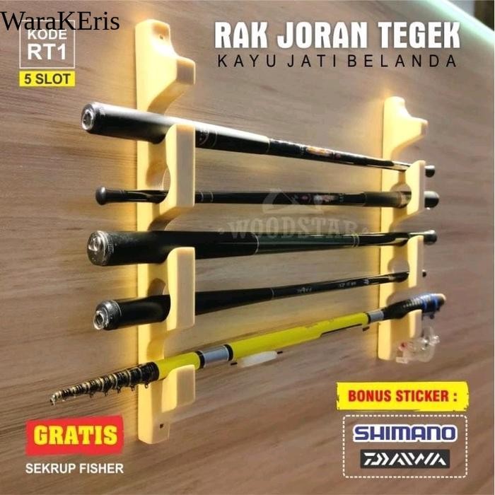Rak Joran Tegak Kayu / Rak Joran Pancing Dinding Tegak / Rak Joran Kayu / Rak pancing / Tempat peyim