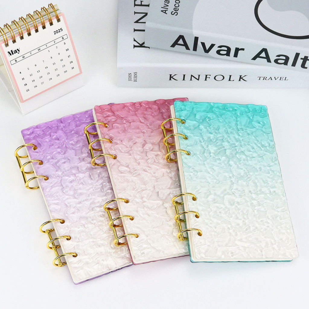 

A6 Transparent Acrylic Water Ripple Loose Leaf Binder Cover DIY Account Book Journal Planner Office Stationery Supplies