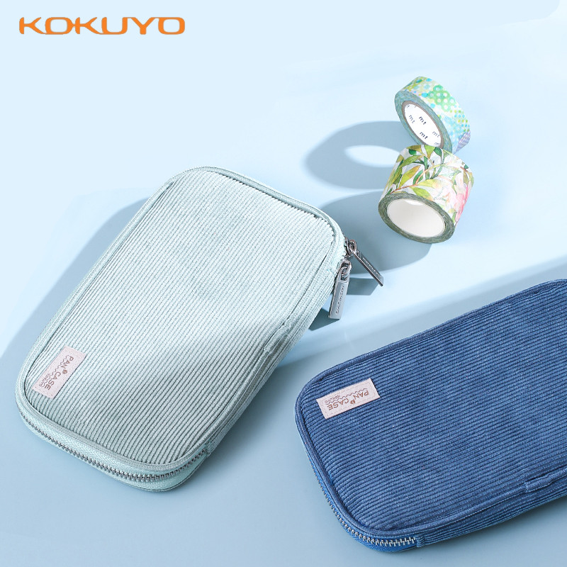 

Japan Kokuyo Kawaii Pencil Cases Corduroy Style Storage Pen Box Estuches Escolares Pencil Pouch Bag Etui School Stationery