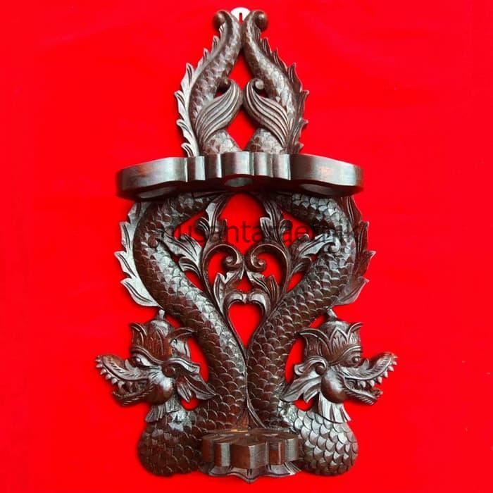 Hiasan Dinding Blawong Pusaka Tombak Pusaka Isi 3 Ukir Naga Terlaris