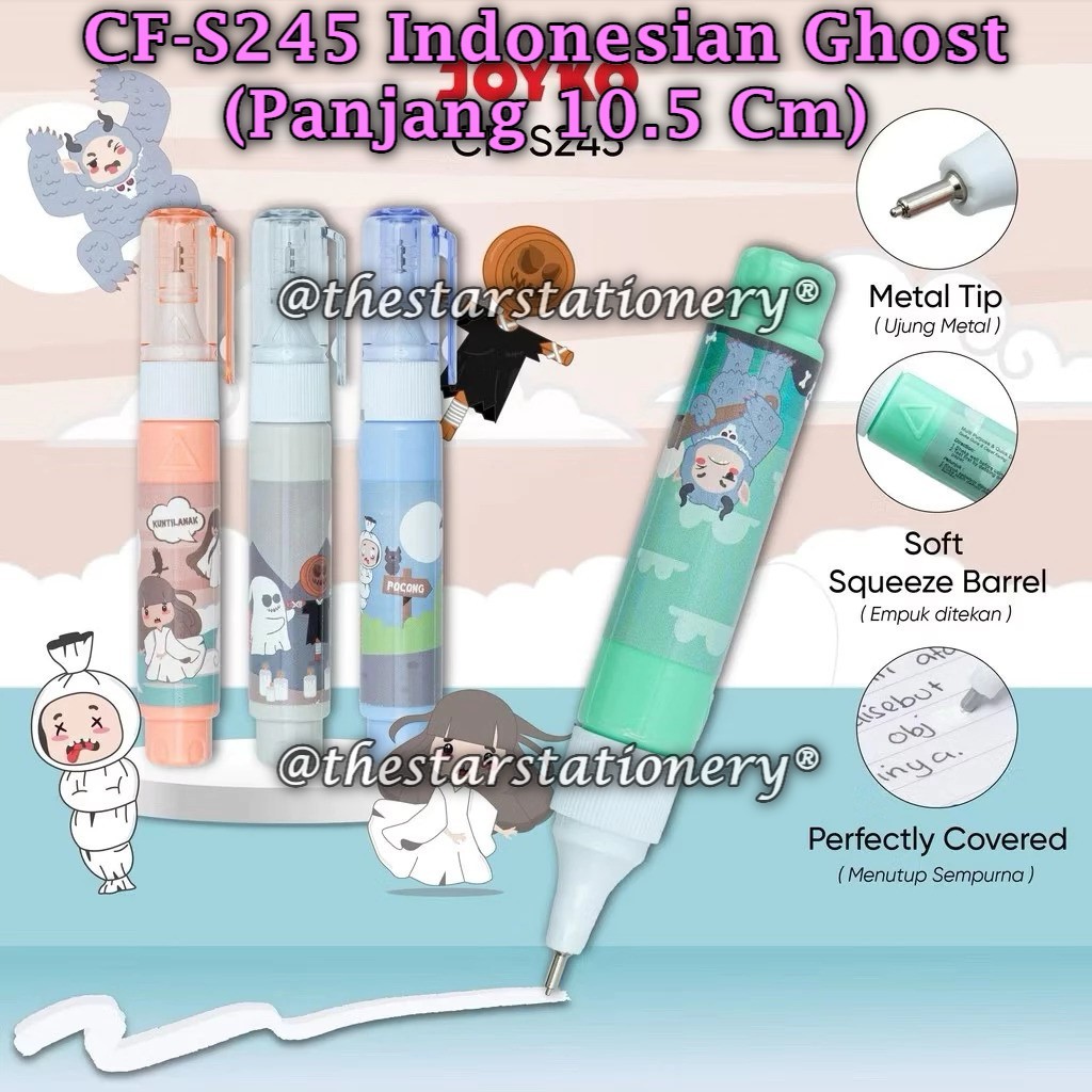 

(1 Pak Isi 12 Pcs) GROSIR Correction Fluid JOYKO CF-S245 Indonesian Ghost (1 Pack Isi 12 Pcs)