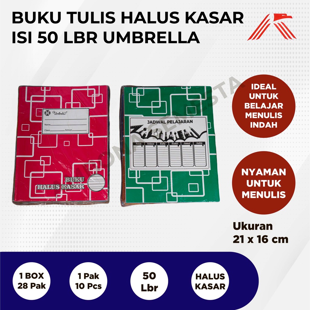 

Buku Tulis Umbrella isi 50Lbr Halus Kasar @10 Pcs