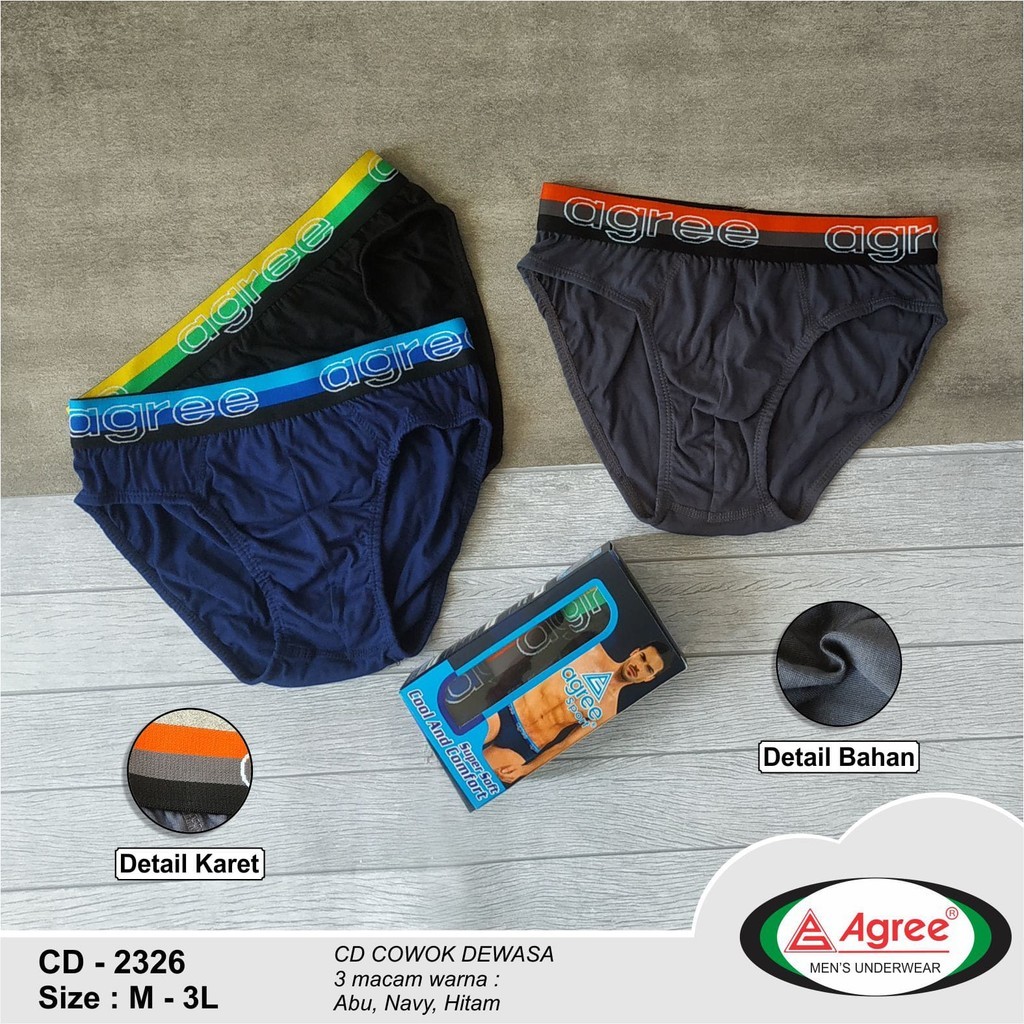 3 PCS Agree 2326, Celana Dalam Pria Dewasa Sport, CD Agree Pria, CD Pria Dewasa, Astore