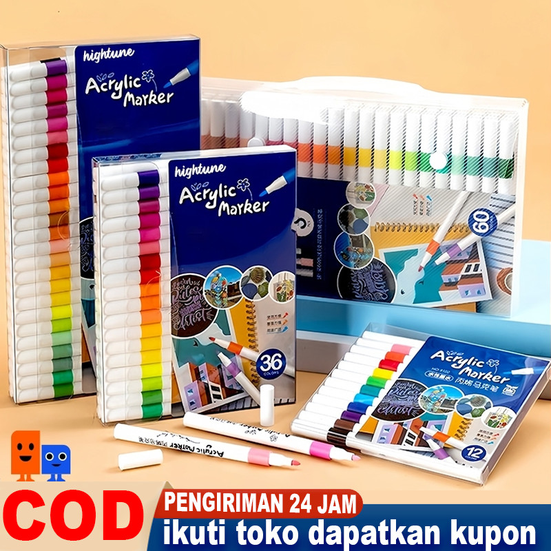 

Acrylic Marker Set Spidol Akrilik DIY Painting Spidol Pastel Pulpen Highlight Drawing Warna
