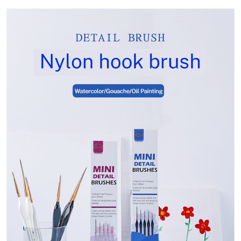 

Ultra-Fine Line Brush Set for Acrylic Watercolor Drawing Nylon Hook Pen Fine Point Oil Painting Tools Kit