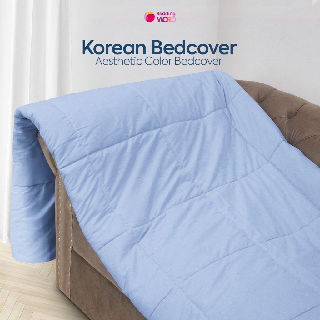 Bedcover Korea Katun Polos Aesthetic Look Minimalis ala Korean / Selimut Minimalis Polos / Selimut K