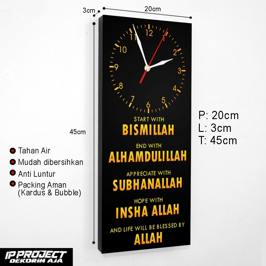 Jam Dinding Quotes Motivasi Islami Dekorasi Hiasan Dinding Islami