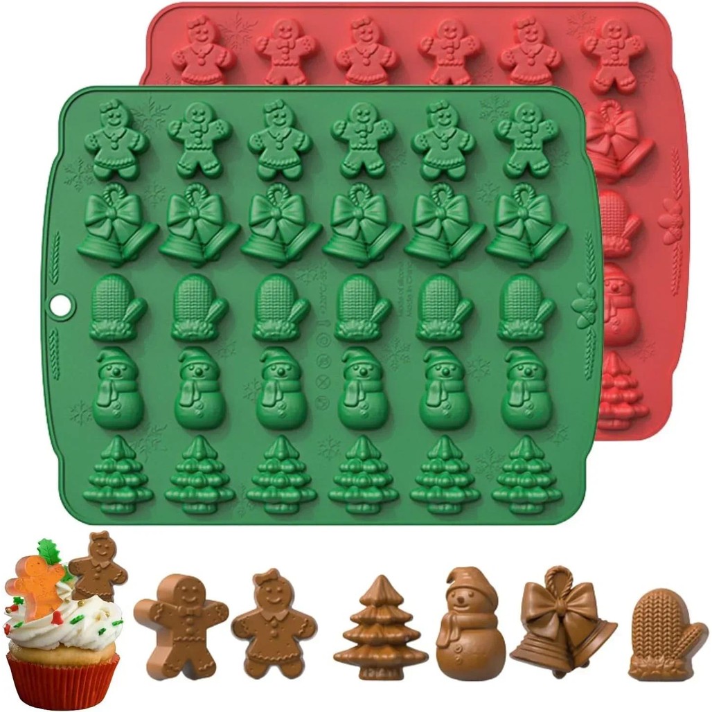 

Christmas Silicone Chocolate Mold Gingerbread Man Xmas Tree Snowman Gloves Gummy Candly Mould Kitchen Party DIY Baking Tool