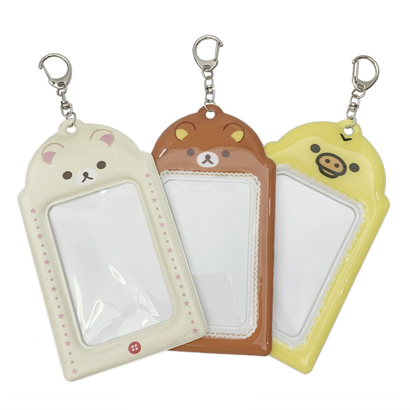 

Rilakkuma Korilakkuma ID Card Holder Case Kiiroitori Chick Kawaii Cute Idol Photo Display Pass Case Bag Keychain