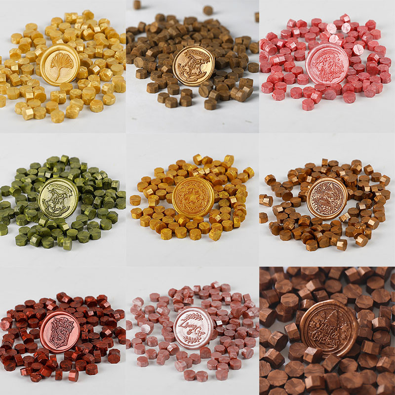 

100 Pcs Wax Print Beads Retro Wax Seal for Stamps Sealing Macaron Gold Wedding Birthday Wax Lacquer for Seals Lacre Wax Seal