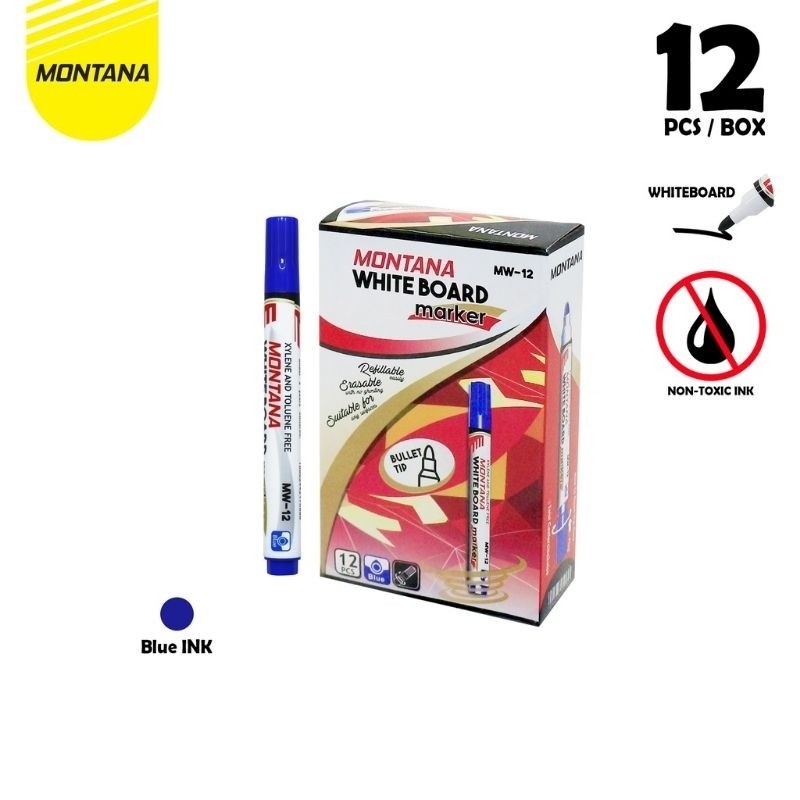 

(1Pcs) MONTANA Spidol Whiteboard MW-12 Spidol Papan Tulis Board Marker bisa dihapus