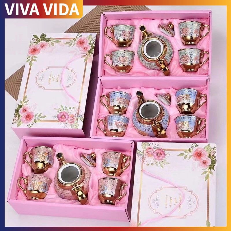 

6 IN 1 Cangkir Dan Piring Keramik Set Gaya Eropa Hampers Kado Cangkir Teko Cangkir Piring Keramik European Classic Style