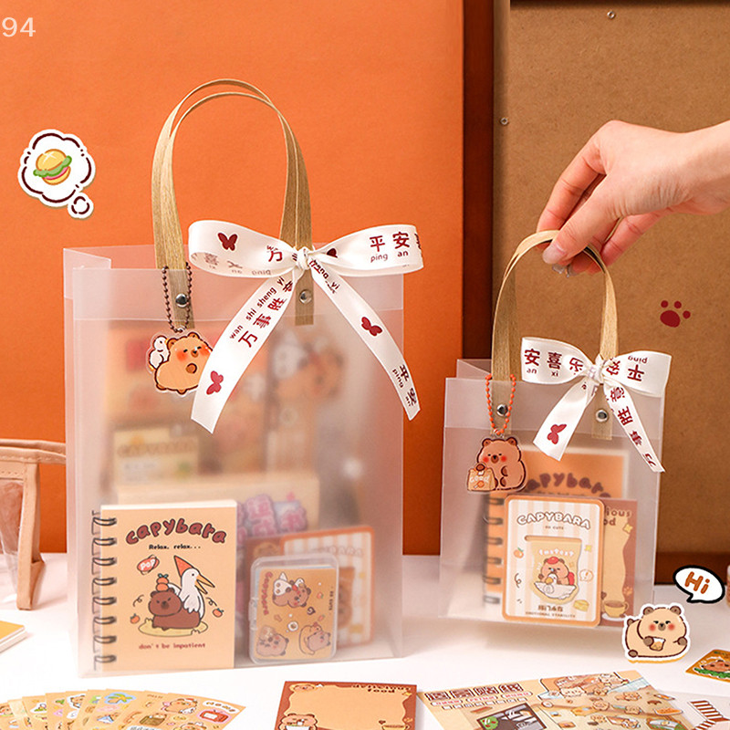 

1Set Kawaii Capybara Stationery Set Cartoon Cute Handbag Stationery Set Office Supplies Student Stationery Birthday Gifts