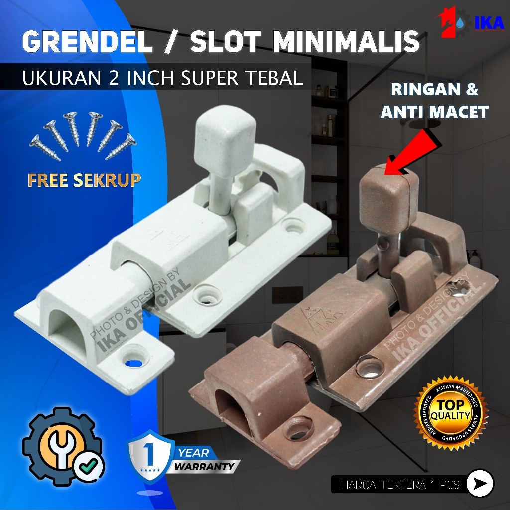 Grendel Jendela pvc / Grendel Pintu / Slot Selot plastik tebal minimalis anti karat wc lemari / TERM