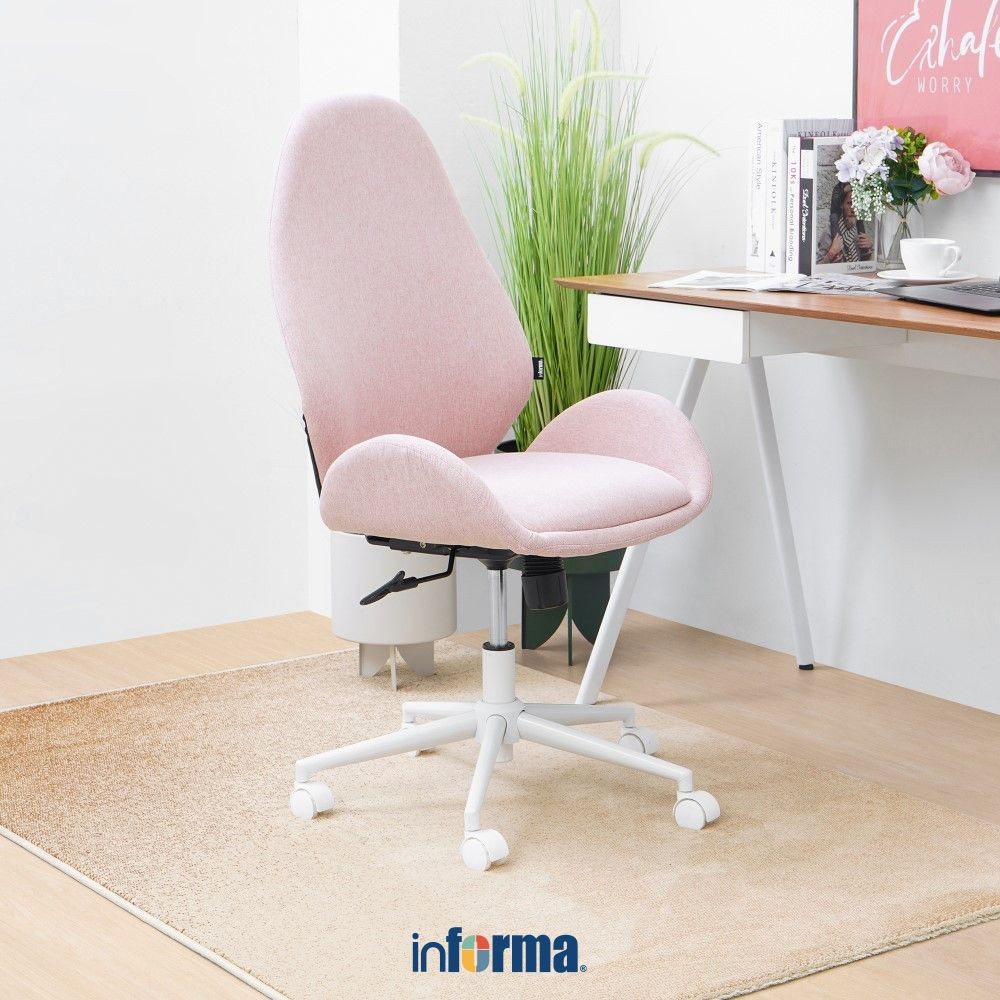 Informa Zarina Kursi Kantor - Pink Tempat Duduk Kerja Dengan Roda Office Chair Kursi Staff Karyawan 