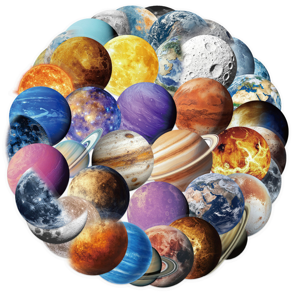 

50PCS Cartoon Space Planets Graffiti Stickers for Bicycle Hand Account Pencil Case Decals