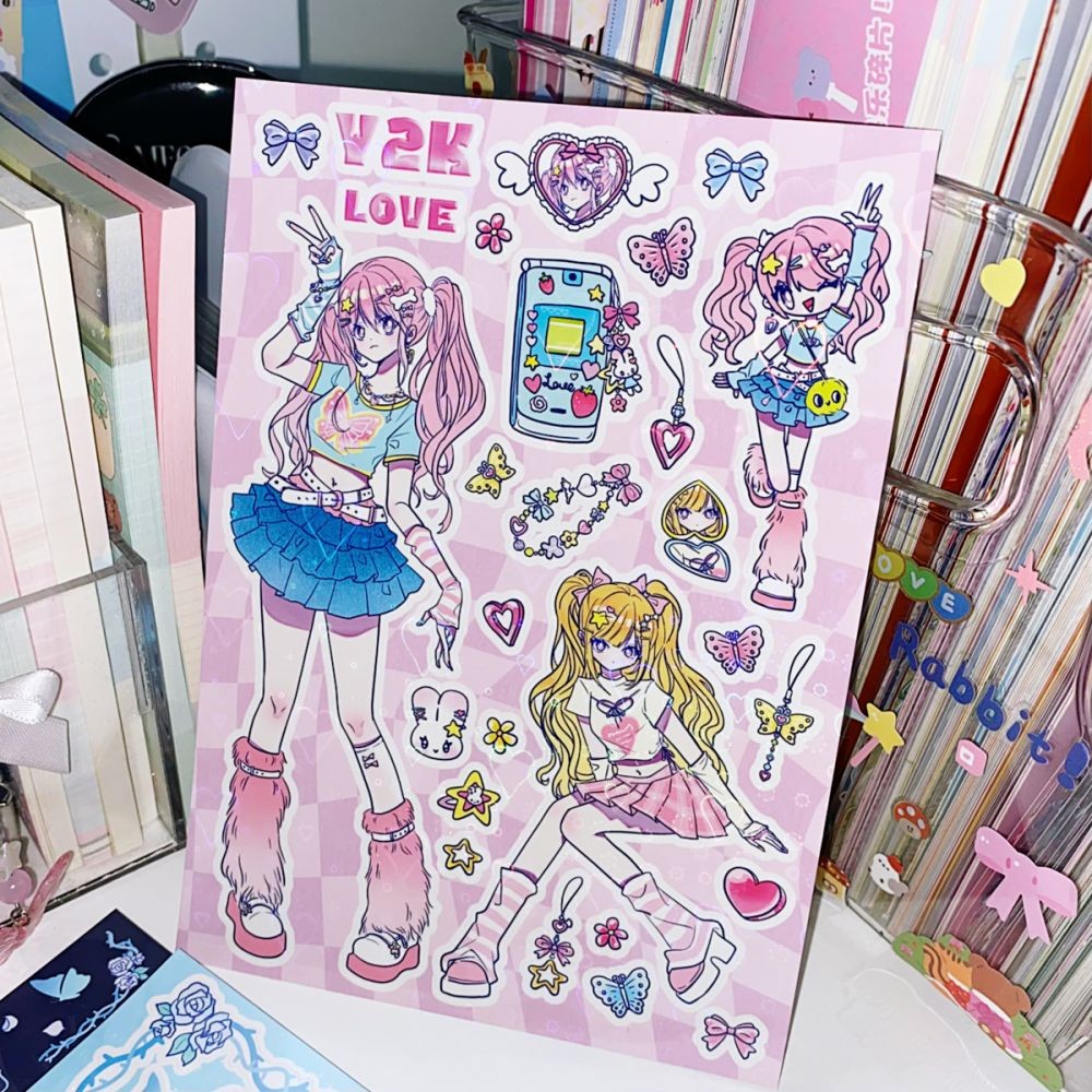 

Korean Scrapbooking Sticker Flakes Cute Girls Character Stationery Decorative Stickers for DIY Phone Laptop Suitcase Decal