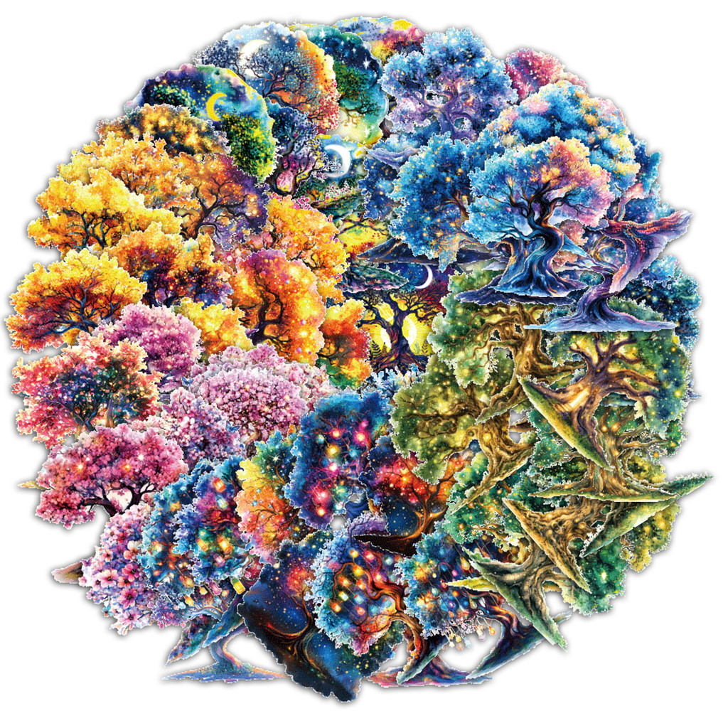 

6 style 20pcs forest night scenery PET stickers DIY handmade materials scrapbook background decoration aesthetic stationery