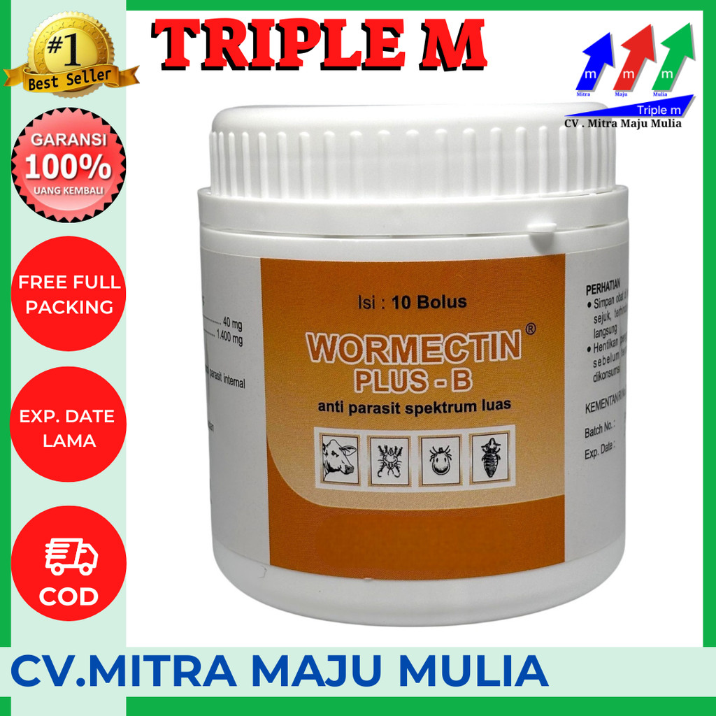 Wormectin Plus-B isi 10 bolus - obat parasit hewan besar