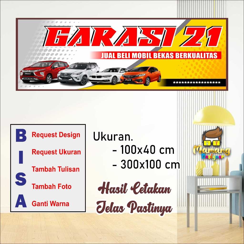 backdrop Cetak Spanduk MMT Banner Untuk Jual Beli Mobil Bekas Keren bb