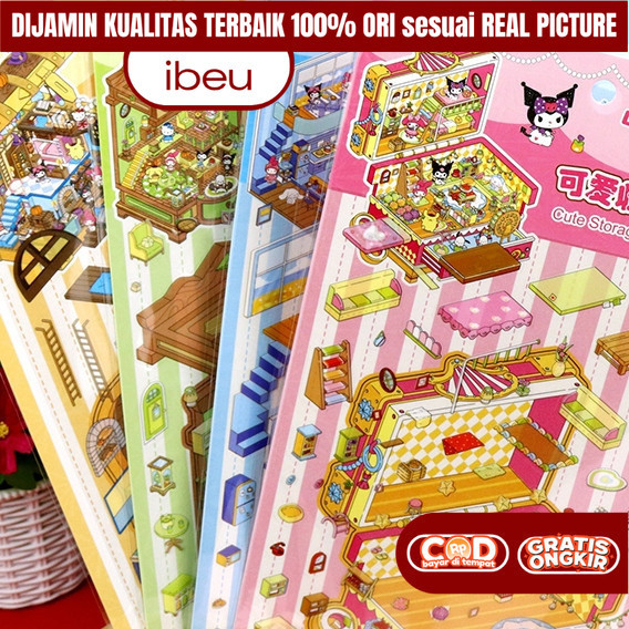 

IBEU Mainan Puzzle Sticker Rumah Rumahan Kuromi DIY 3D Edukasi Anak Perempuan KKV 9 7 5 4 3 2 Tahun
