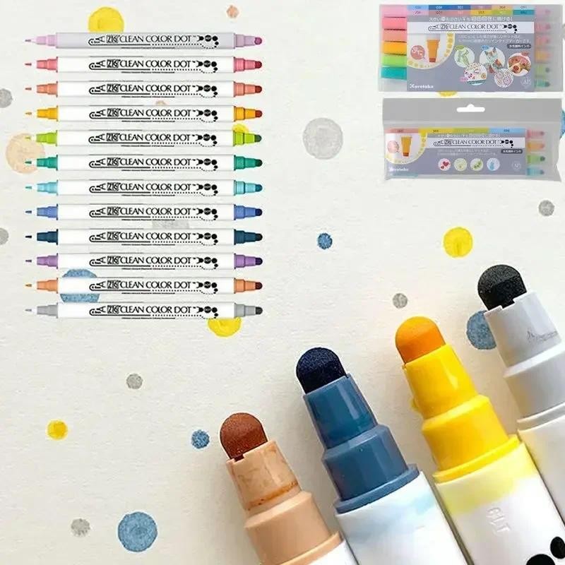 

1pc Japan Zig Kuretake Clean Color DOT TC-6100 Double-Tip Watercolor Marker Pen Art Painting&Round Stamping for Students
