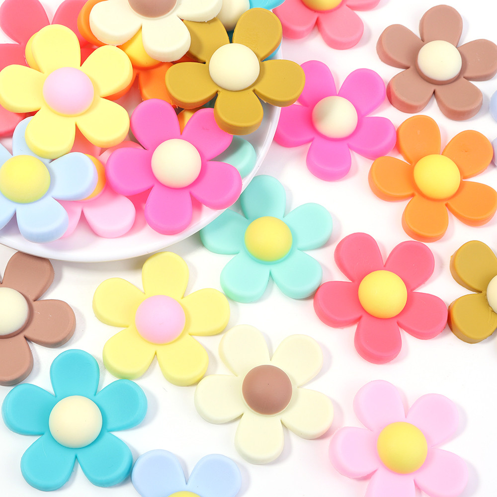

20Pcs New Cute 42mm PVC Floret Flat Back Cabochon Scrapbook Kawaii Flower DIY Embellishments Accessories