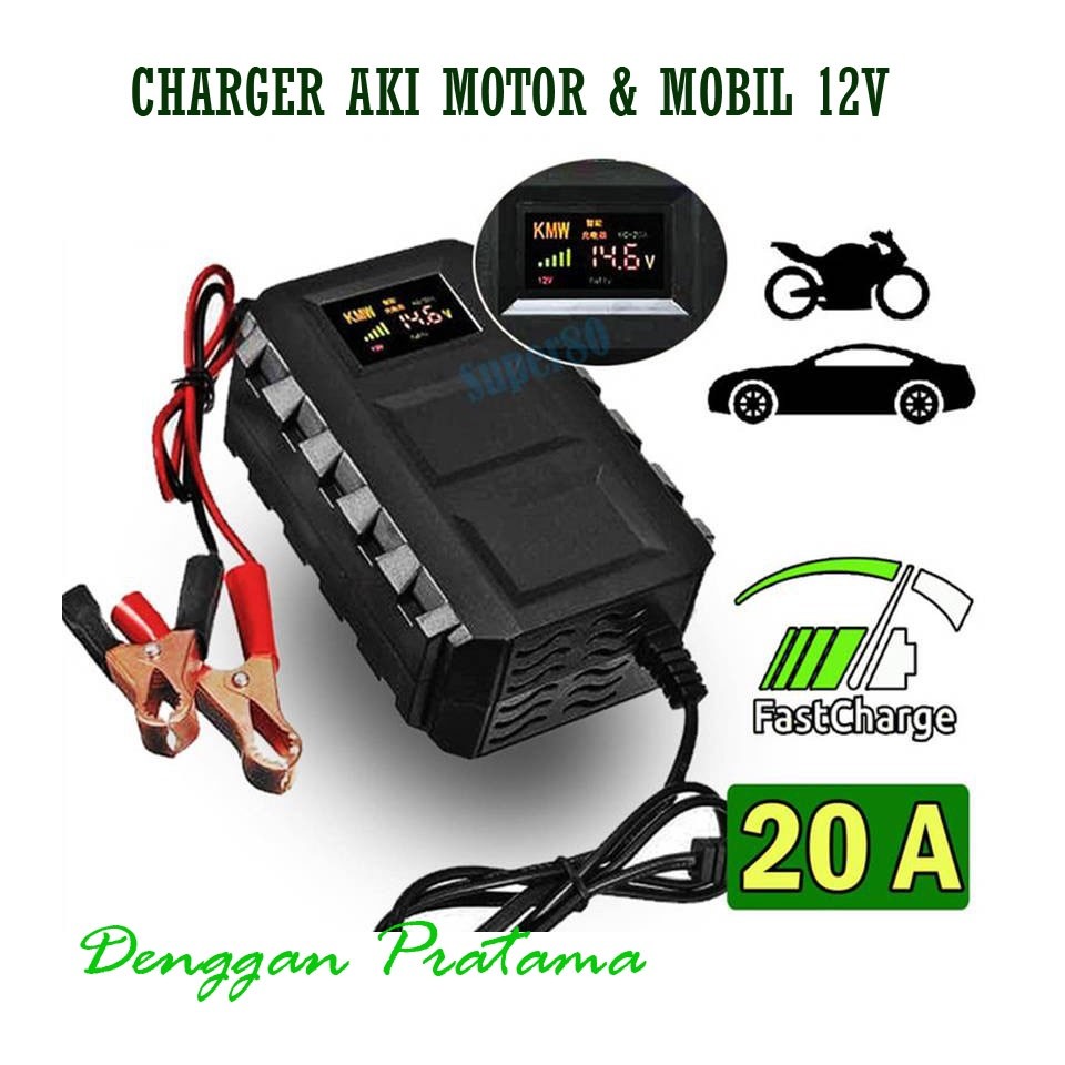 Charger Aki Digital 12V 20A Mobil Motor / Alat Cas Aki