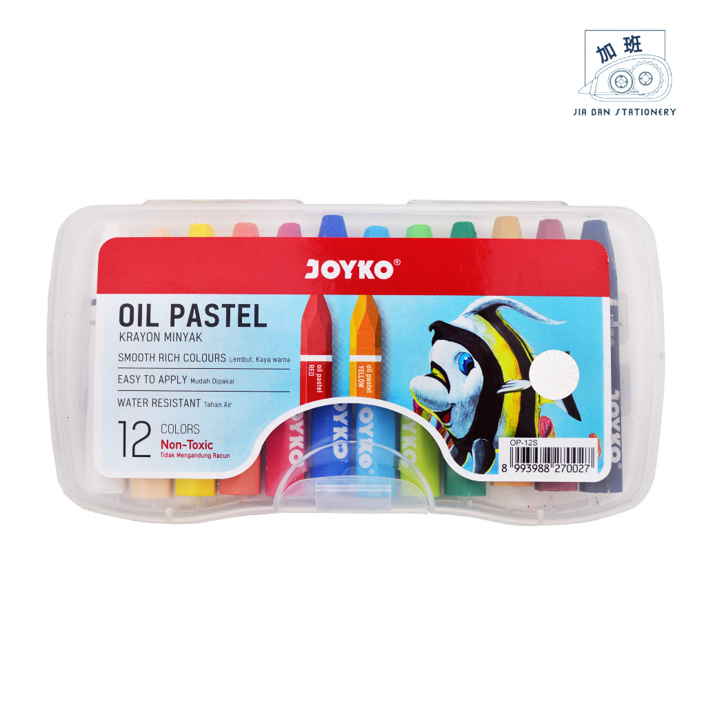 

Crayon Joyko Oil Pastel 12 Warna Tahan Air Krayon Minyak OP-12W Non Toxic | JBS