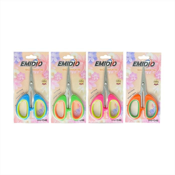 

[Bisa COD] NA EMIDIO Gunting Gagang Karet Warna Kecil Sedang Besar / Gunting Kertas Stainless