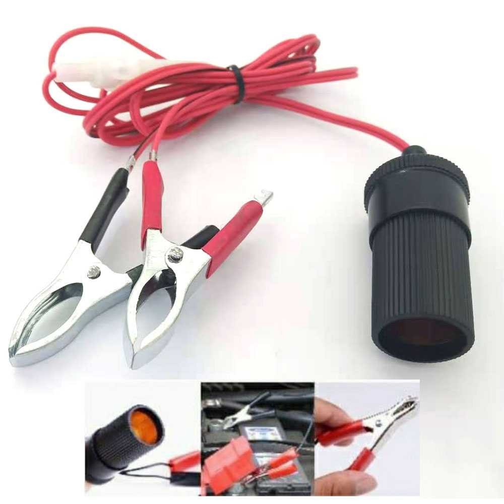 Terminal Clip On Aki Mobil Cigarette Plug 12V 1.5M | Klip Steker Rokok Aki Mobil Pada Terminal 12V 1