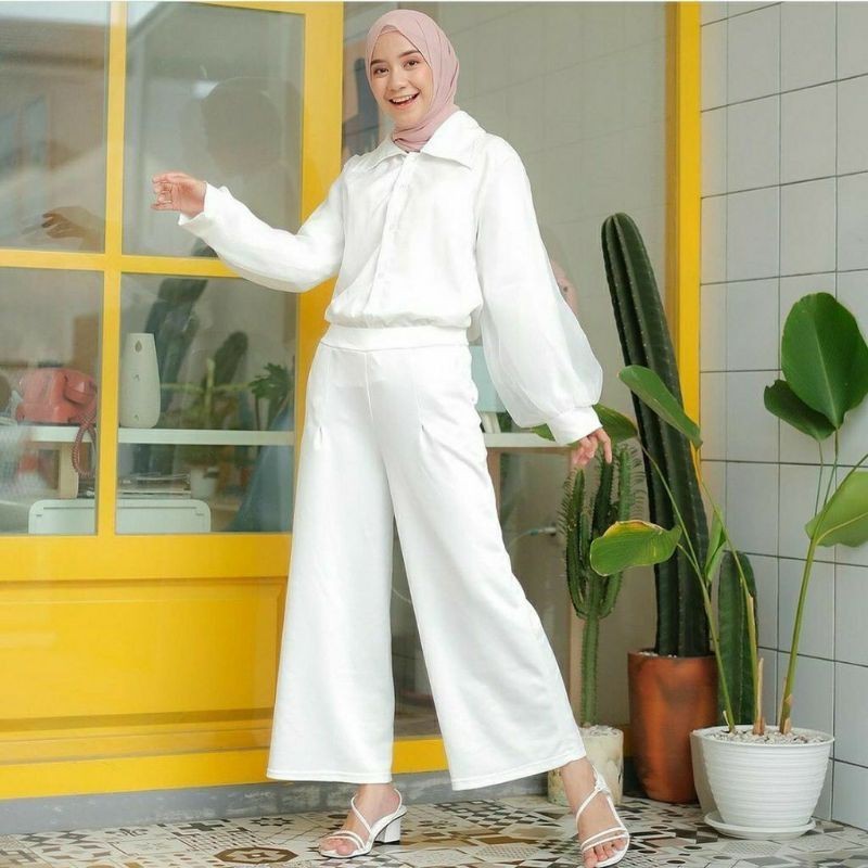 VIKI DAILY CELANA KULOT PANJANG SCUBA PREMIUM / CELANA WANITA / KULOT POLOS HITAM PUTIH / KULOT TERL