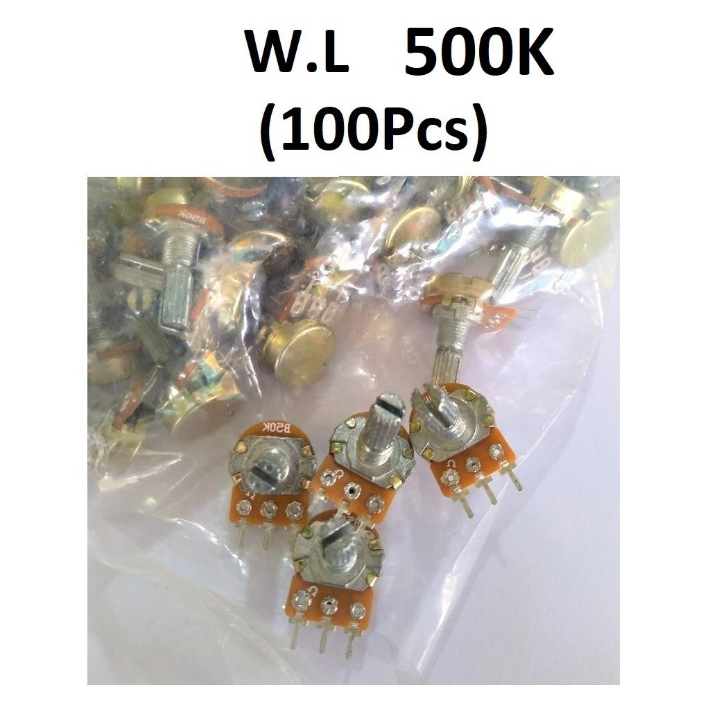 (100 Pcs) Potensiometer Mono (Mur + Ring) B500K 500K 500 K Merk W.L WL Potensio 20mm 2cm