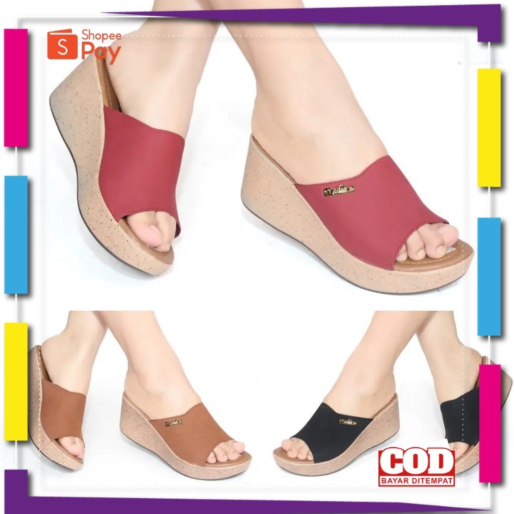 [PREMIUM ORIGINAL] Sandal Wanita Terbaru//Sandal Wedges Wanita//Sandal Wanita Wedges//Wedges Import