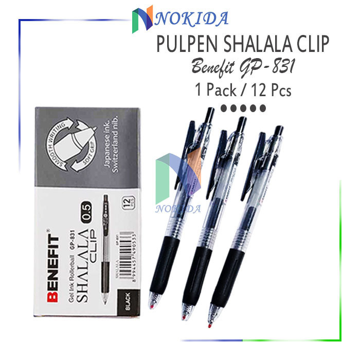 

Nokida Gel Ink Pen Benefit Shalala Clip GP-831 / Pulpen Jel 1 Pak / Ballpoint Hitam / Polpen Pena / Balpen Klik 0.5 Mm