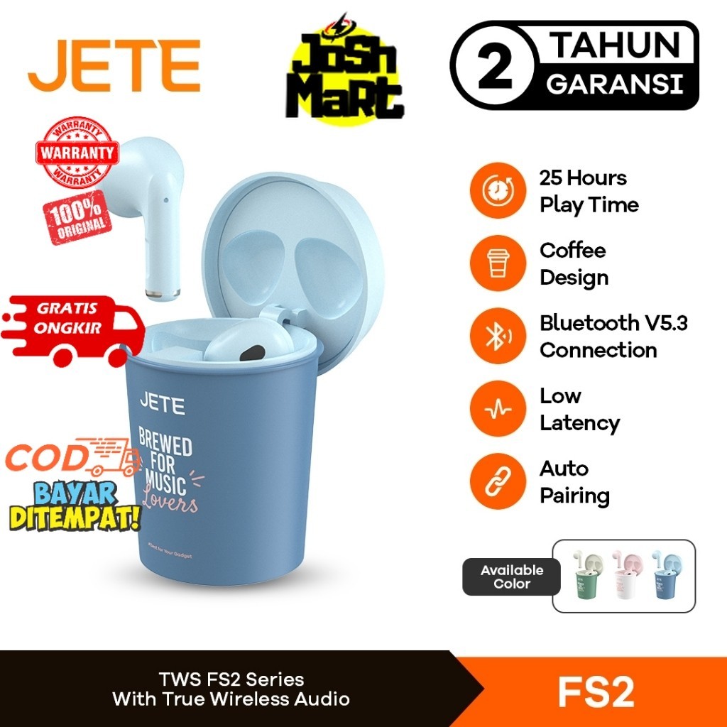 TWS Coffee Cup Bluetooth 5.3 JETE FS2 - Earbuds Headset Bluetooth ORIGINAL