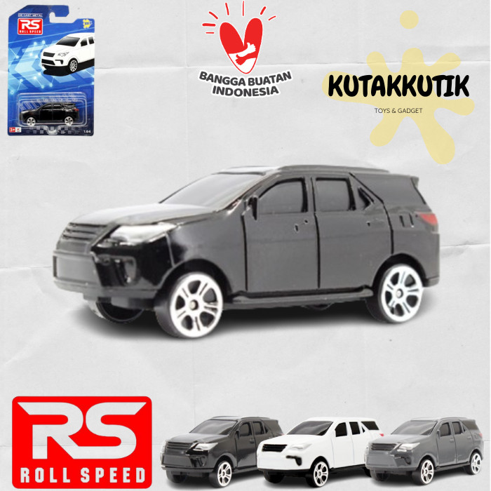 Mainan Mobil SUV Indonesia Diecast RS Roll Speed 1:64 Mobil Toyota Fortuner Made In Indonesia