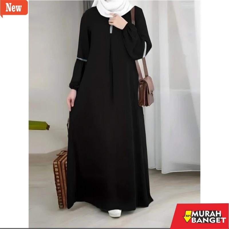 abaya shopee haul 2024 Gamis KHANZA/ gamis ABAYA HITAM terbaru/gamis cringkle airflow premium/gamis 
