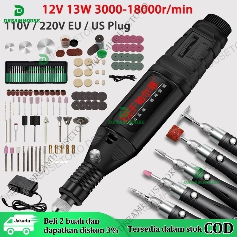 QN52WD 13W Mesin Mini Grinder 132pcs Grafir Bor Gerinda Ukir gerinda listrik mini gerinda mini Gerin