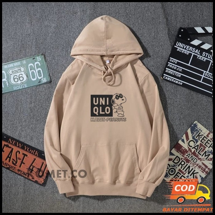 TOKOSANIA Sweater Hoodie Uniqlo Snoopy Jaket Hodie Outwear Fleece Unisex M XXL - Cokelat, M